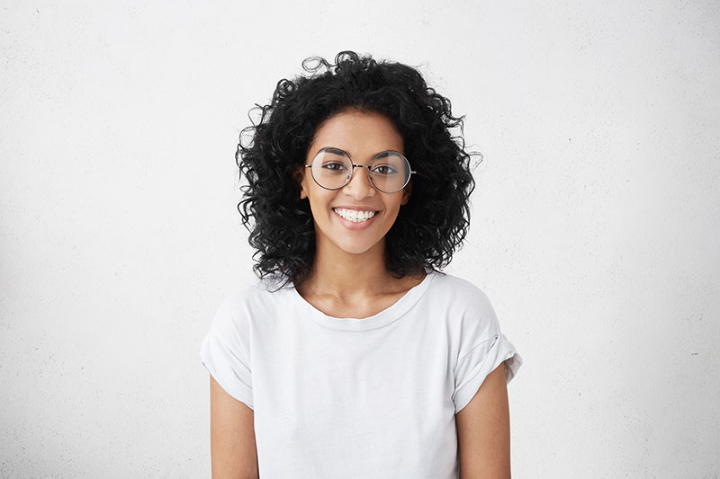 Black female eyeglasses isolated white background